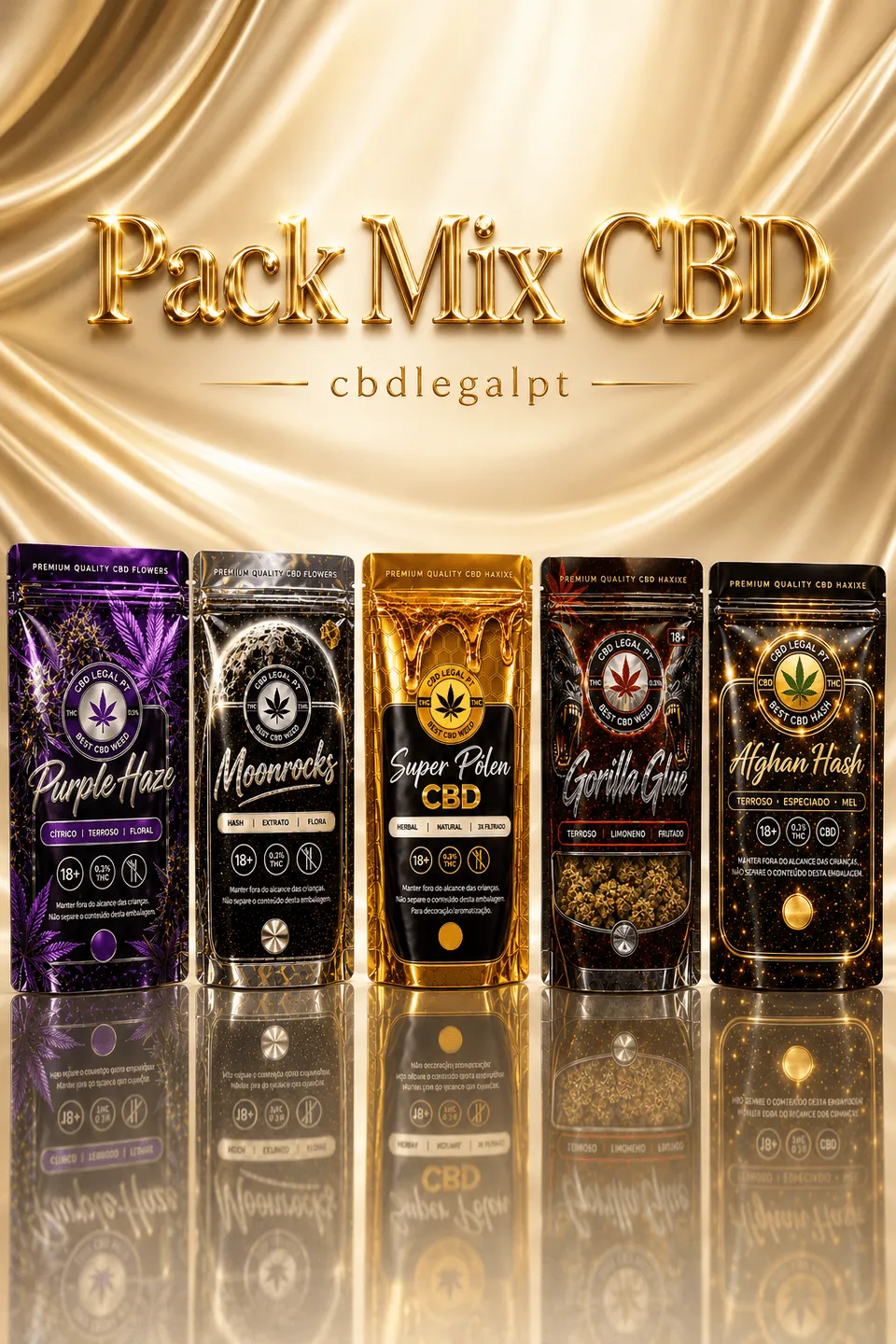 CBDLegalPT Flores CBD Pack Mix fleurs CBD 10 g 5 variétés