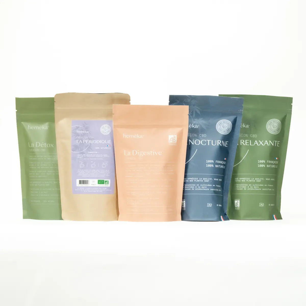Hemēka Lot 5 infusions chanvre CBD tisane 5x35g