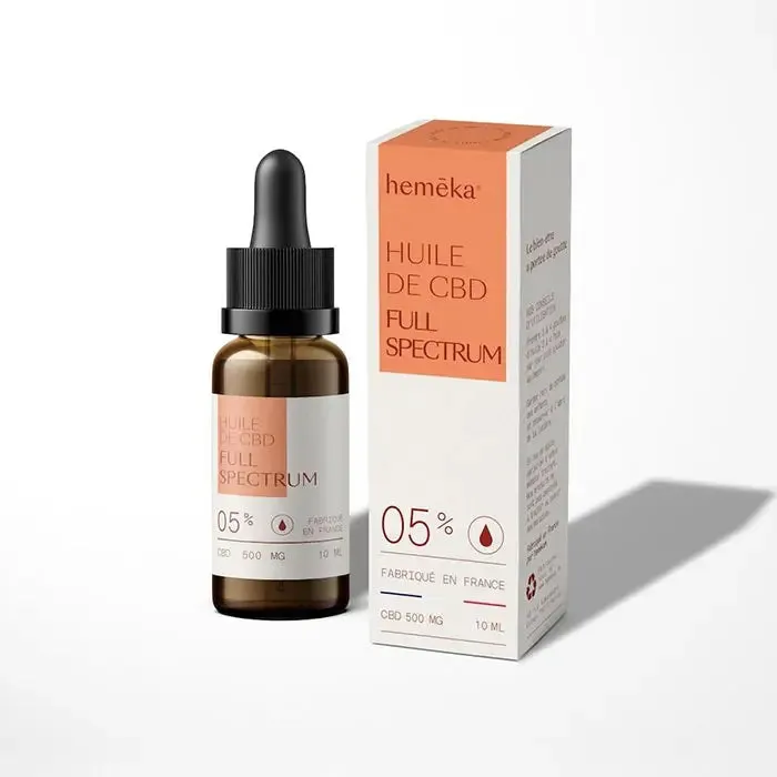Hemēka Huile CBD Full Spectrum 5% huile CBD douce