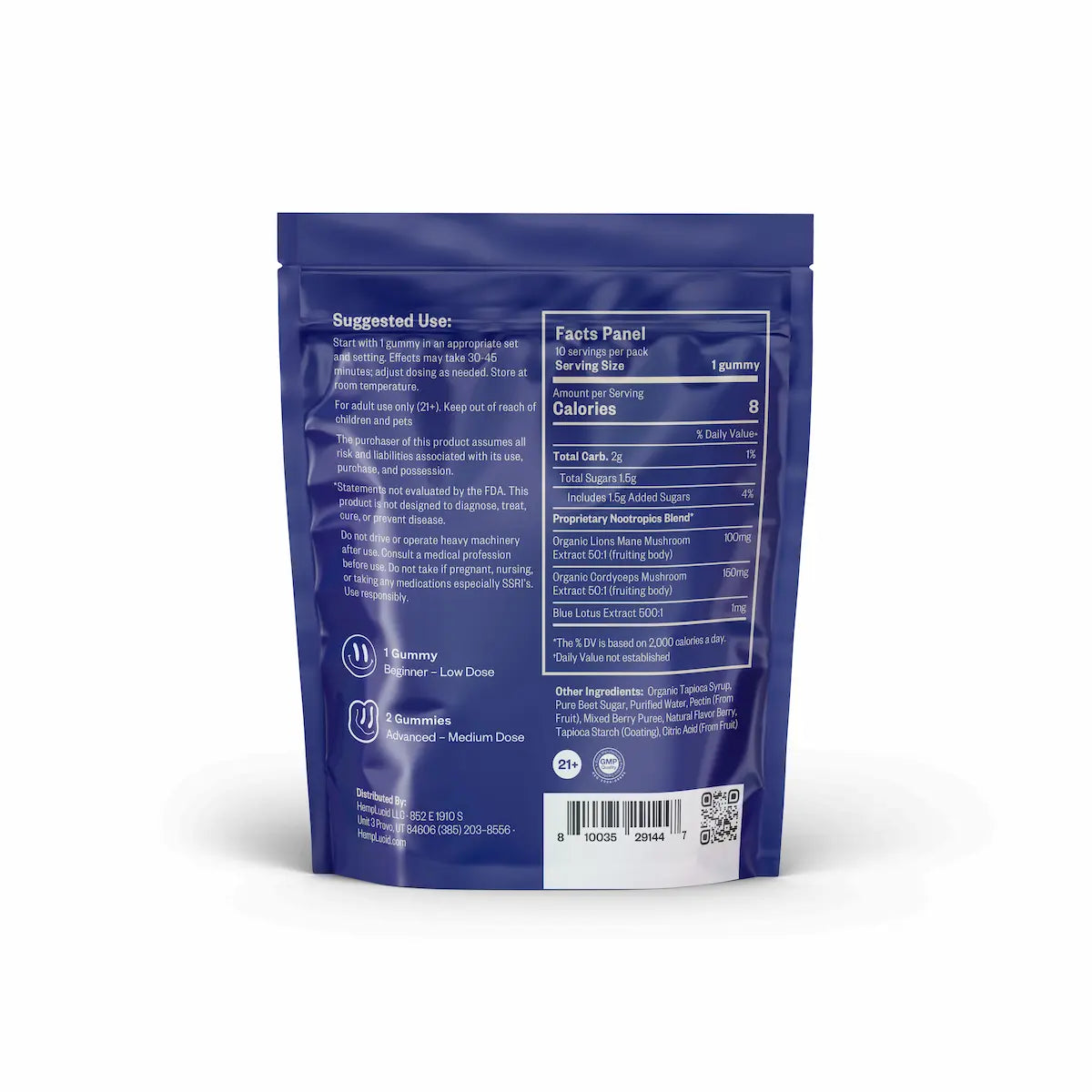 Hemplucid Microdosed Nootropic Gummies bonbons 10 baie