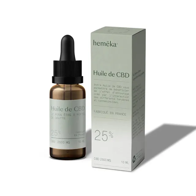 Hemēka Huile CBD 25% sans THC 10 ml broad spectrum