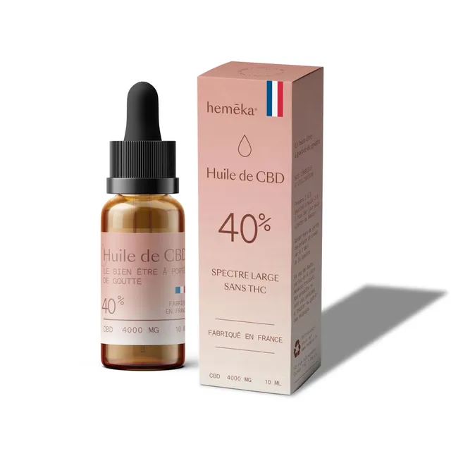 Hemēka Huile CBD 40% sans THC 10ml action forte