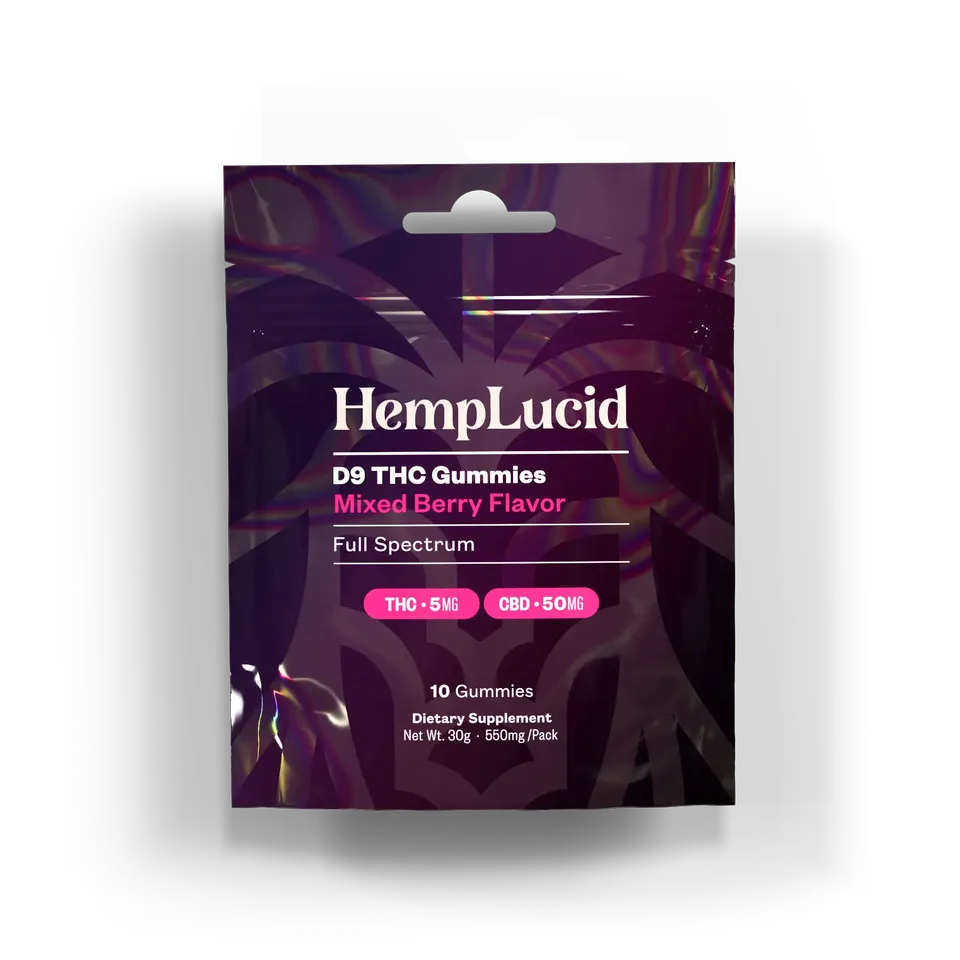 Hemplucid Delta 9 Gummies THC 5mg CBD 10x fruits