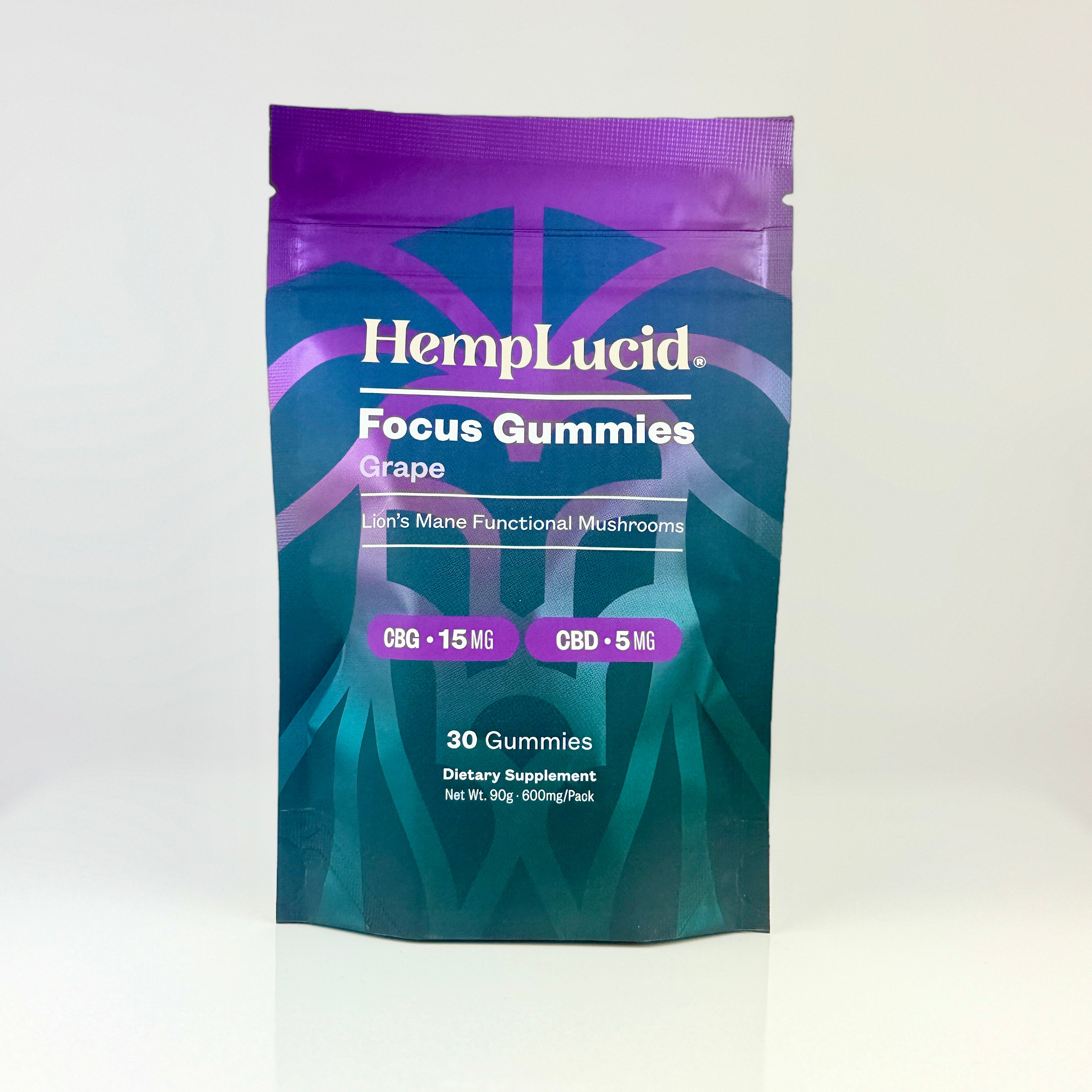 Hemplucid Mushrooms Focus Sleep Stress Gummies 90 cubes