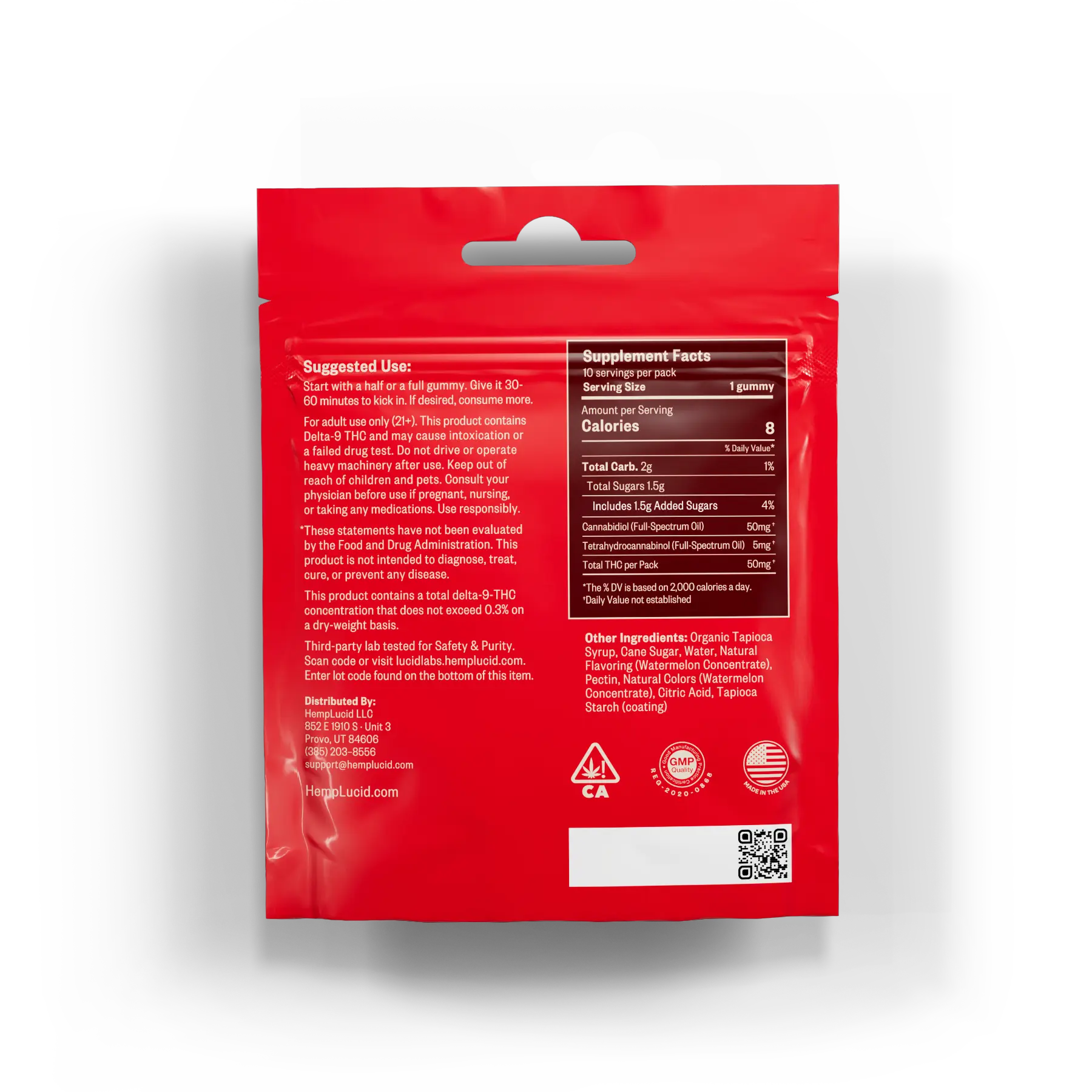 Hemplucid THC & Cannabinoids Delta 9 gummies pastèque 10 pièces
