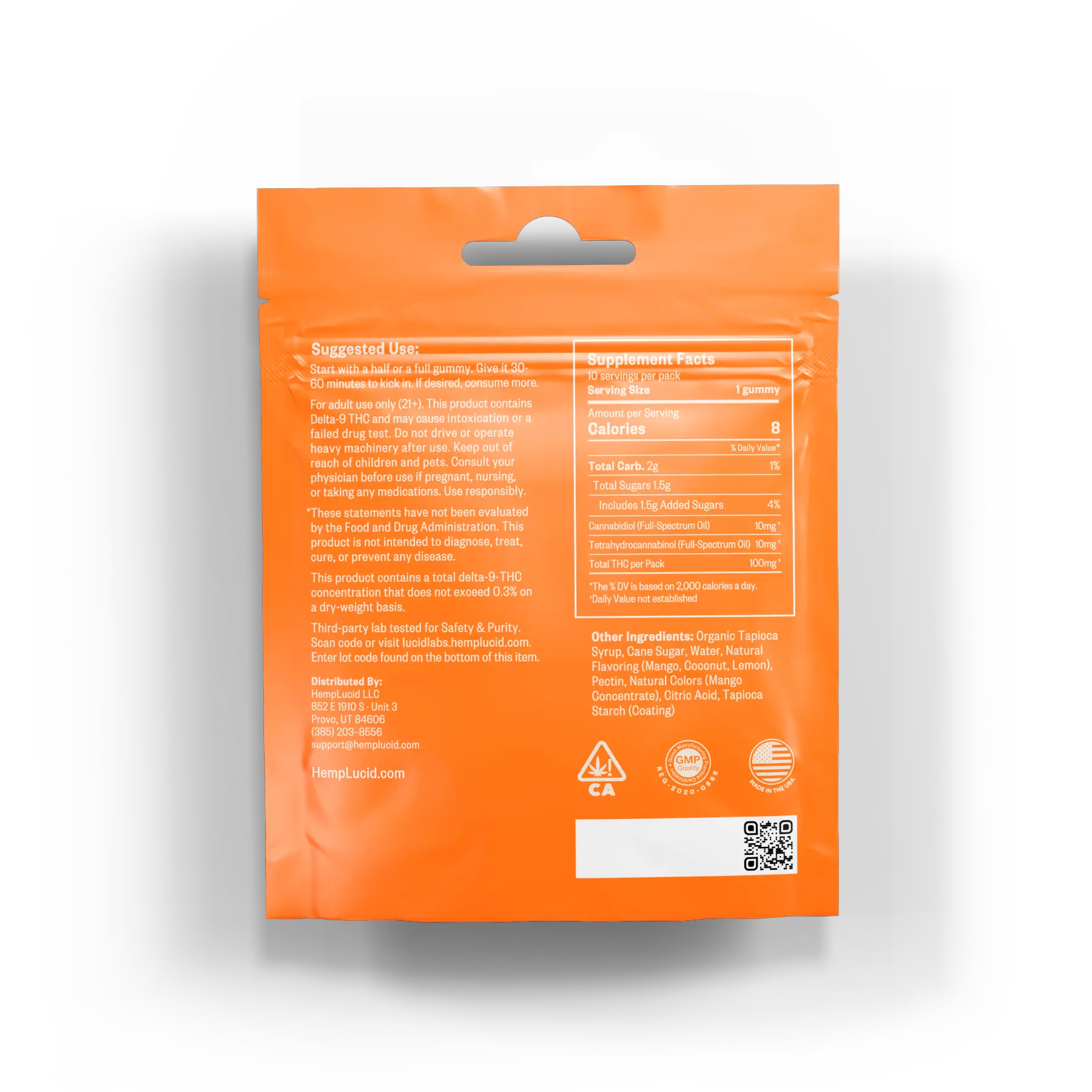Hemplucid Tropical Paradise gommes THC 10mg CBD 10mg 10 pièces