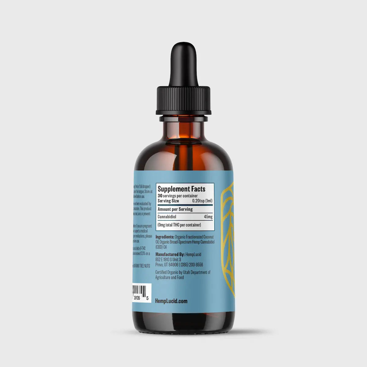 Hemplucid CBD MCT Sans THC 1350mg broad spectrum bio
