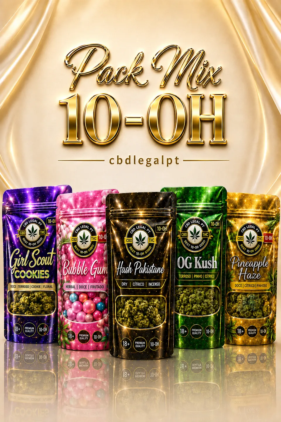 CBDLegalPT 10-OH Pack Mix fleurs hash 10g 5x2g