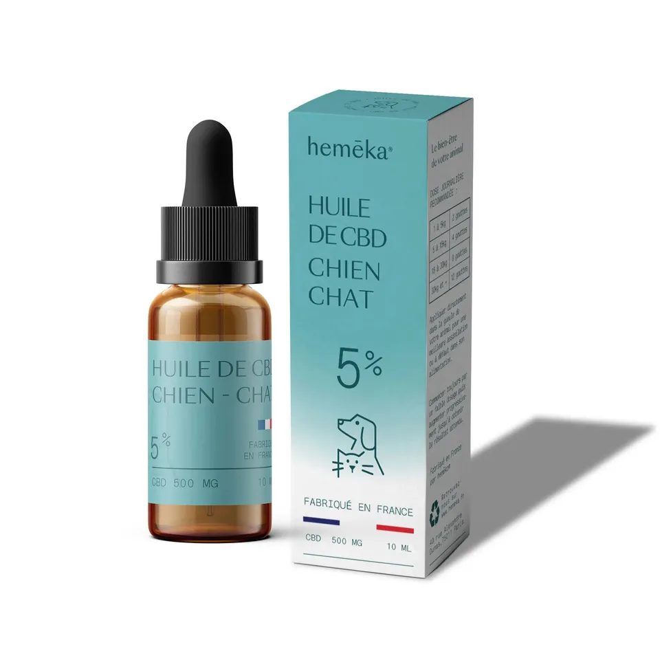 Hemēka Huile CBD Animaux 5% chien chat saumon