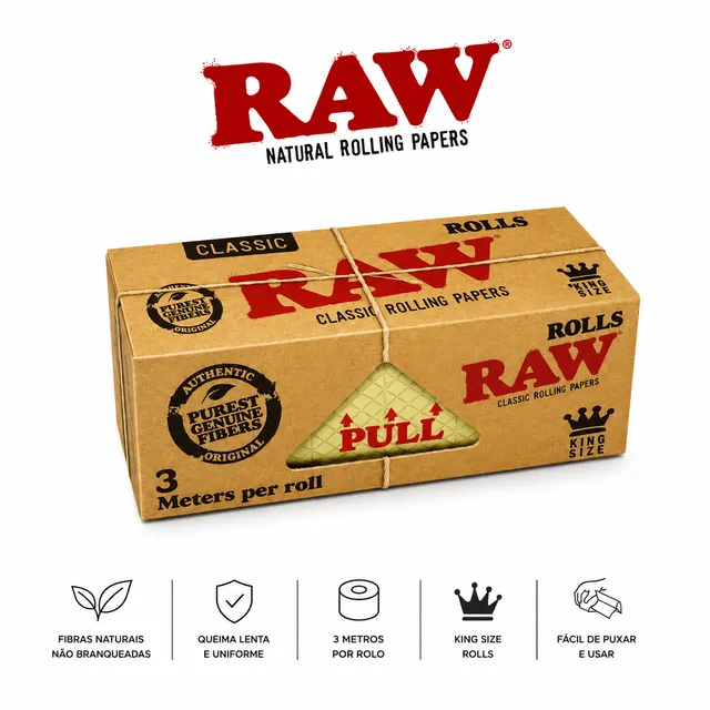 CBDLegalPT Parafernália RAW Rouleau feuilles King Size 3m