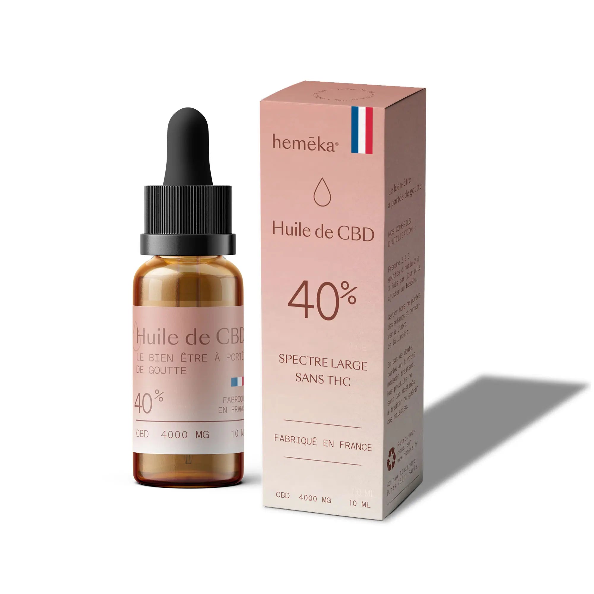 Hemēka Huile CBD 40% sans THC 10ml action forte
