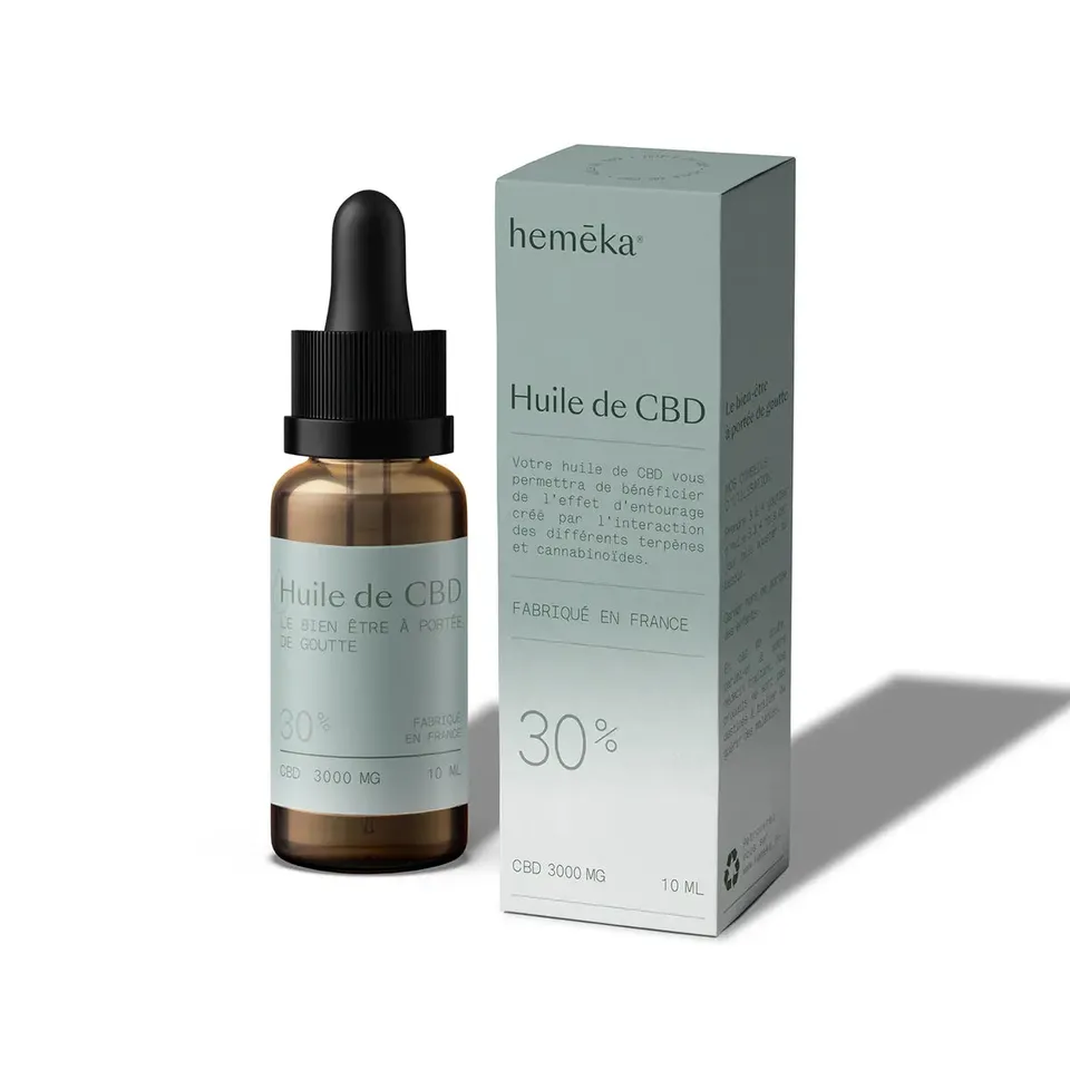 Hemēka Huile CBD 30% sans THC flacon 3000 mg forte