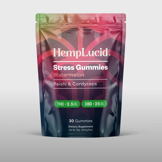 Hemplucid Mushrooms Stress gummies CBD pastèque 30