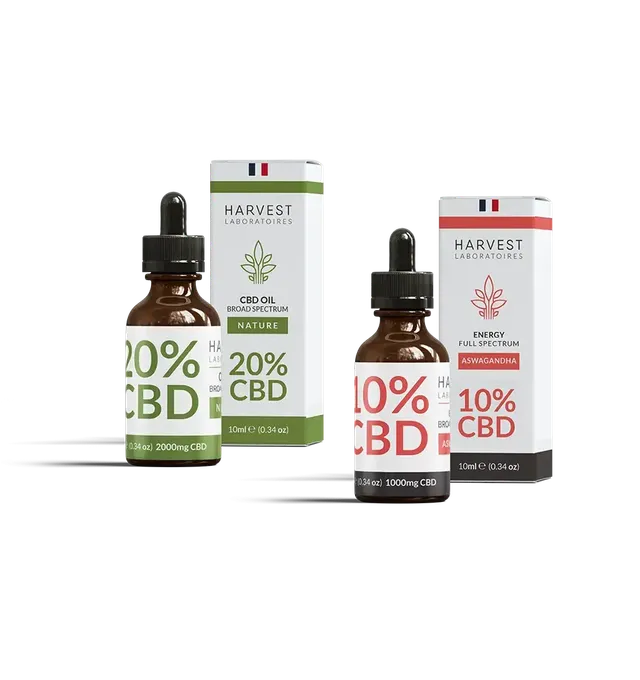 Harvest Laboratories Pack CBD Sportif 2 huiles energy 10% + 20%