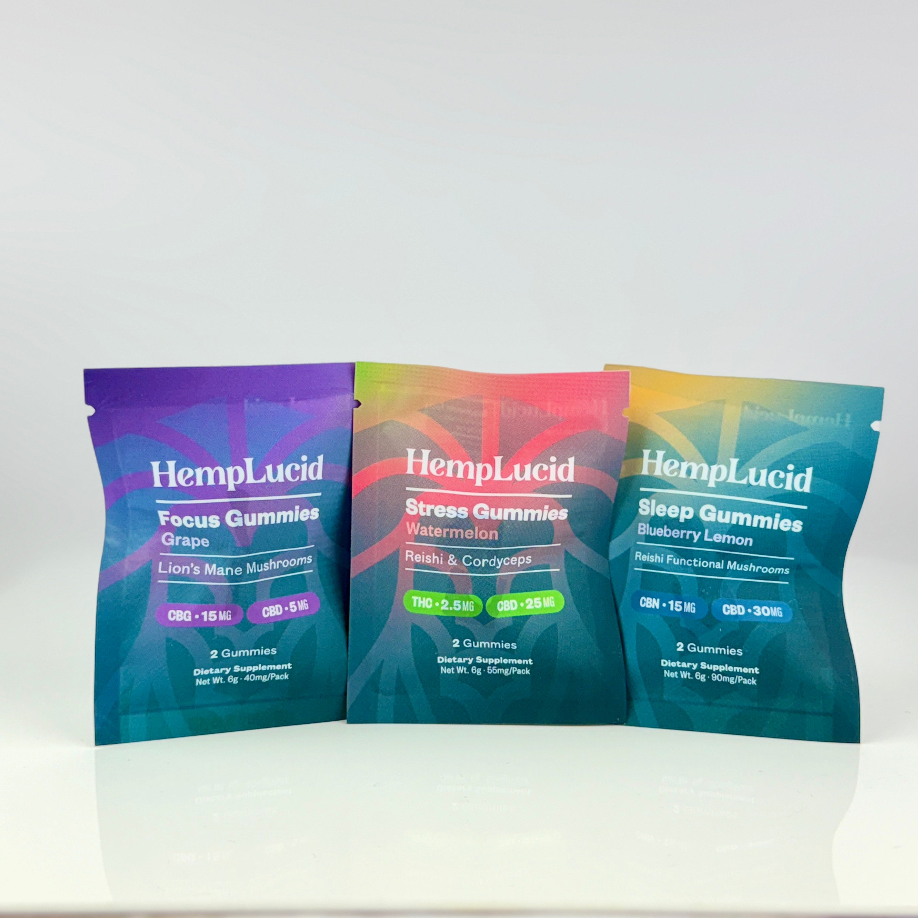 Hemplucid Mushrooms gummies pack focus sommeil stress