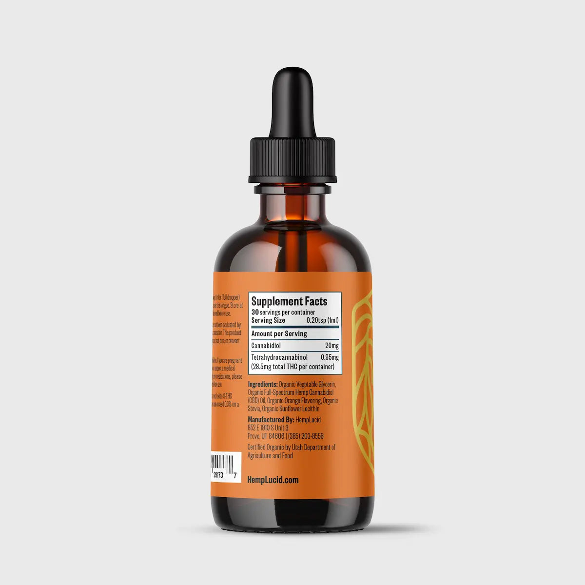Hemplucid CBD Hydrosoluble Orange 600mg spectre complet