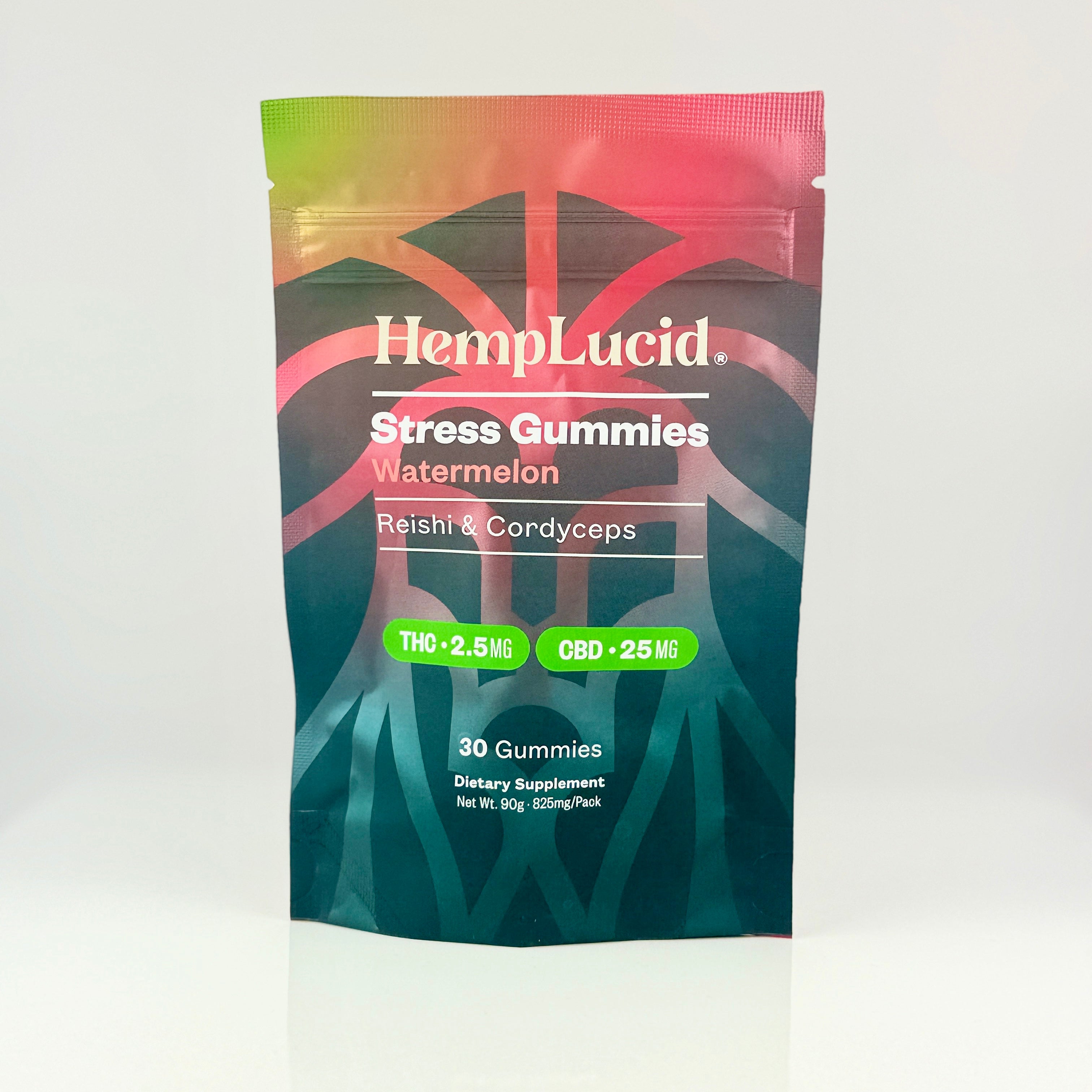 Hemplucid Mushrooms Focus Sleep Stress Gummies 90 cubes