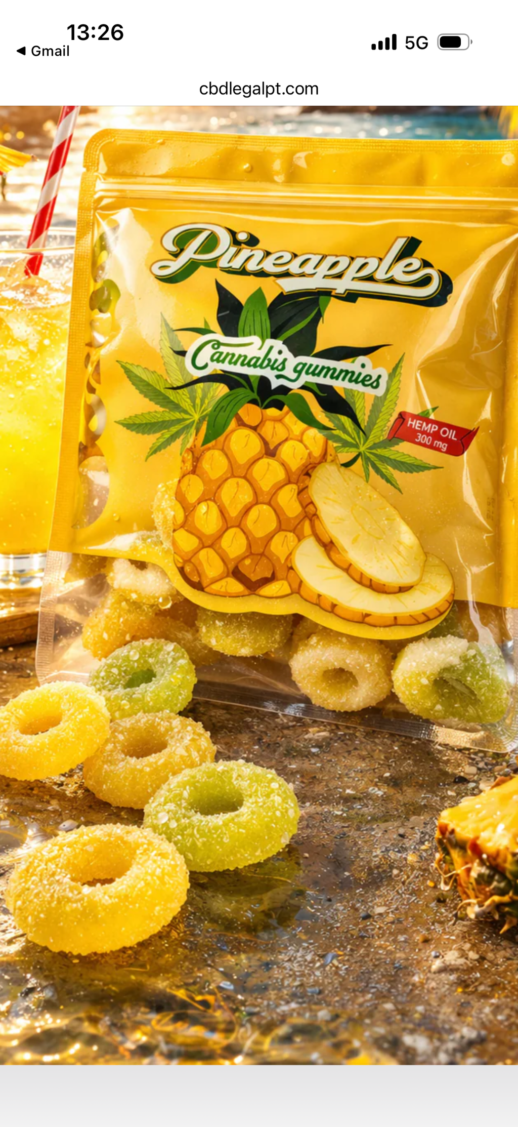 CBDLegalPT Bem-Estar Gummies CBD Ananas 1 paquet