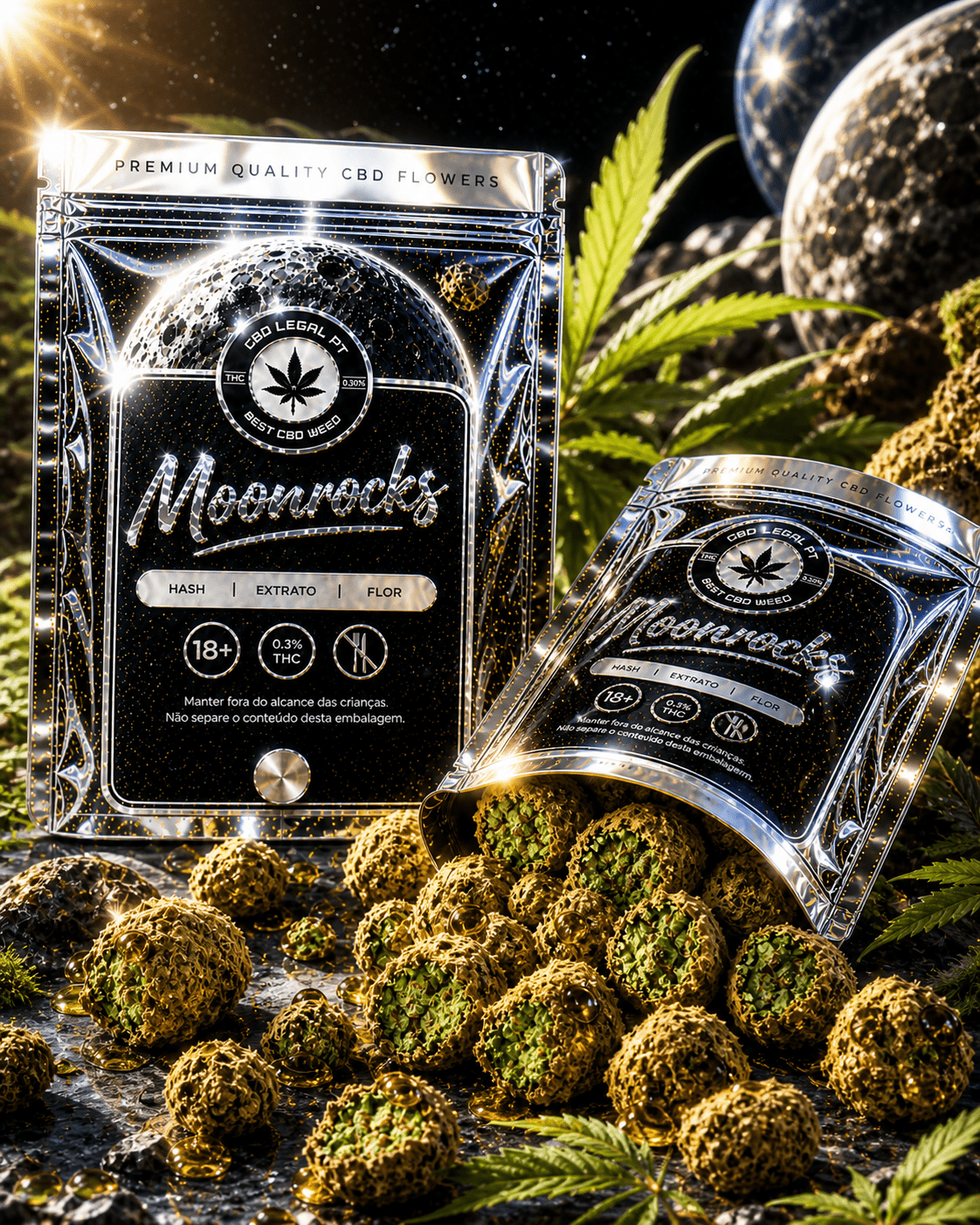 CBDLegalPT Flores CBD Moonrocks CBD 1 g + 1 g Offert