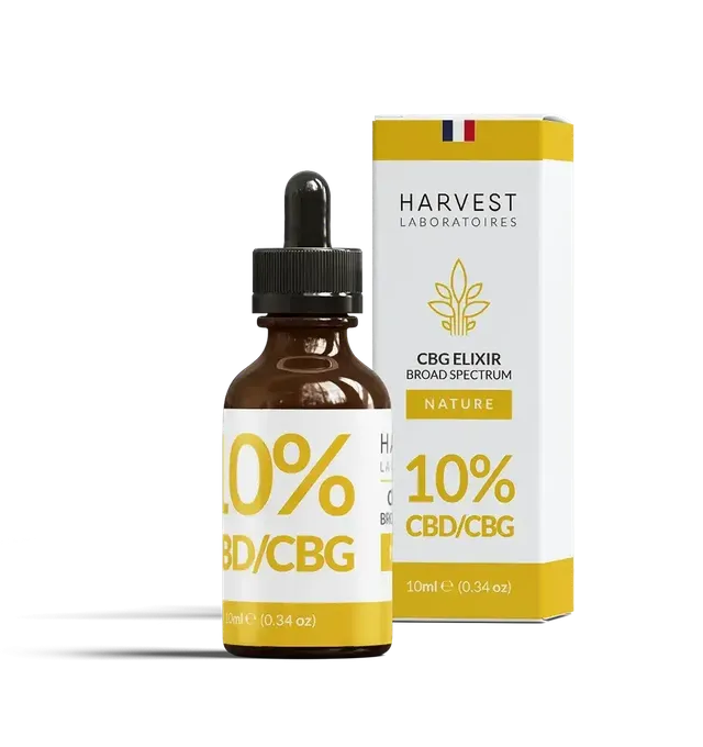 Harvest Laboratories Huile CBD CBG 10% 10 ml naturel