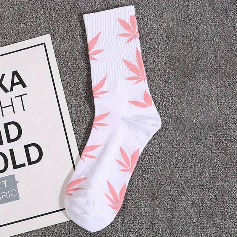 CBDLegalPT chaussettes feuille blanc rose paire