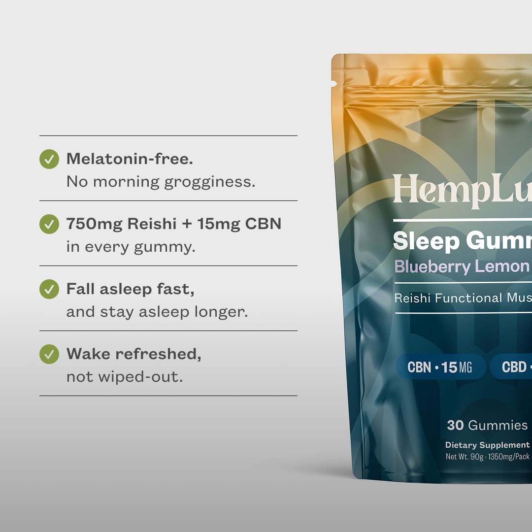 Hemplucid Mushrooms Sleep CBN Gummies myrtille citron 30 cubes