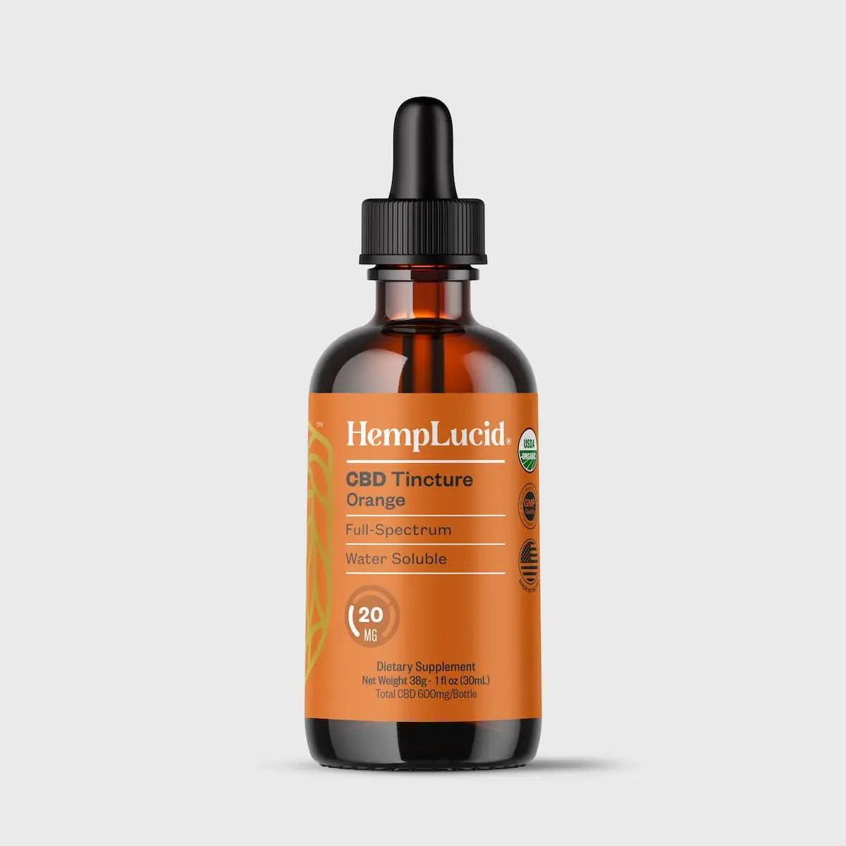 Hemplucid CBD Hydrosoluble Orange 600mg spectre complet
