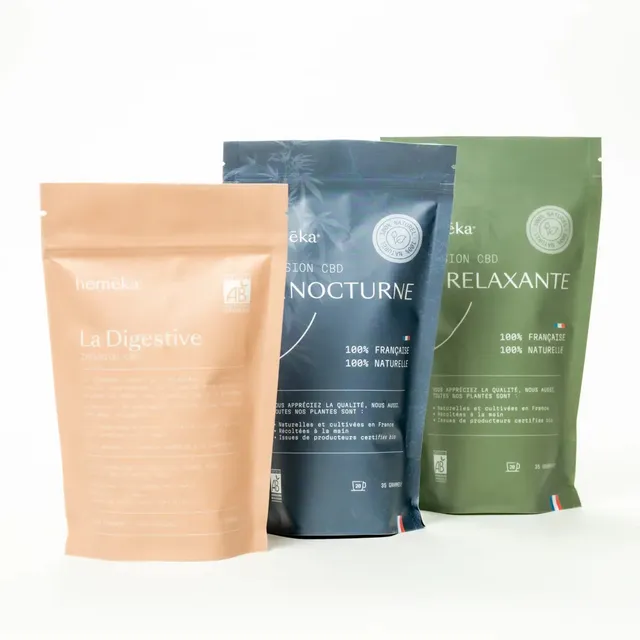 Hemēka Lot 3 Infusions CBD Nocturne Relaxante Digestive