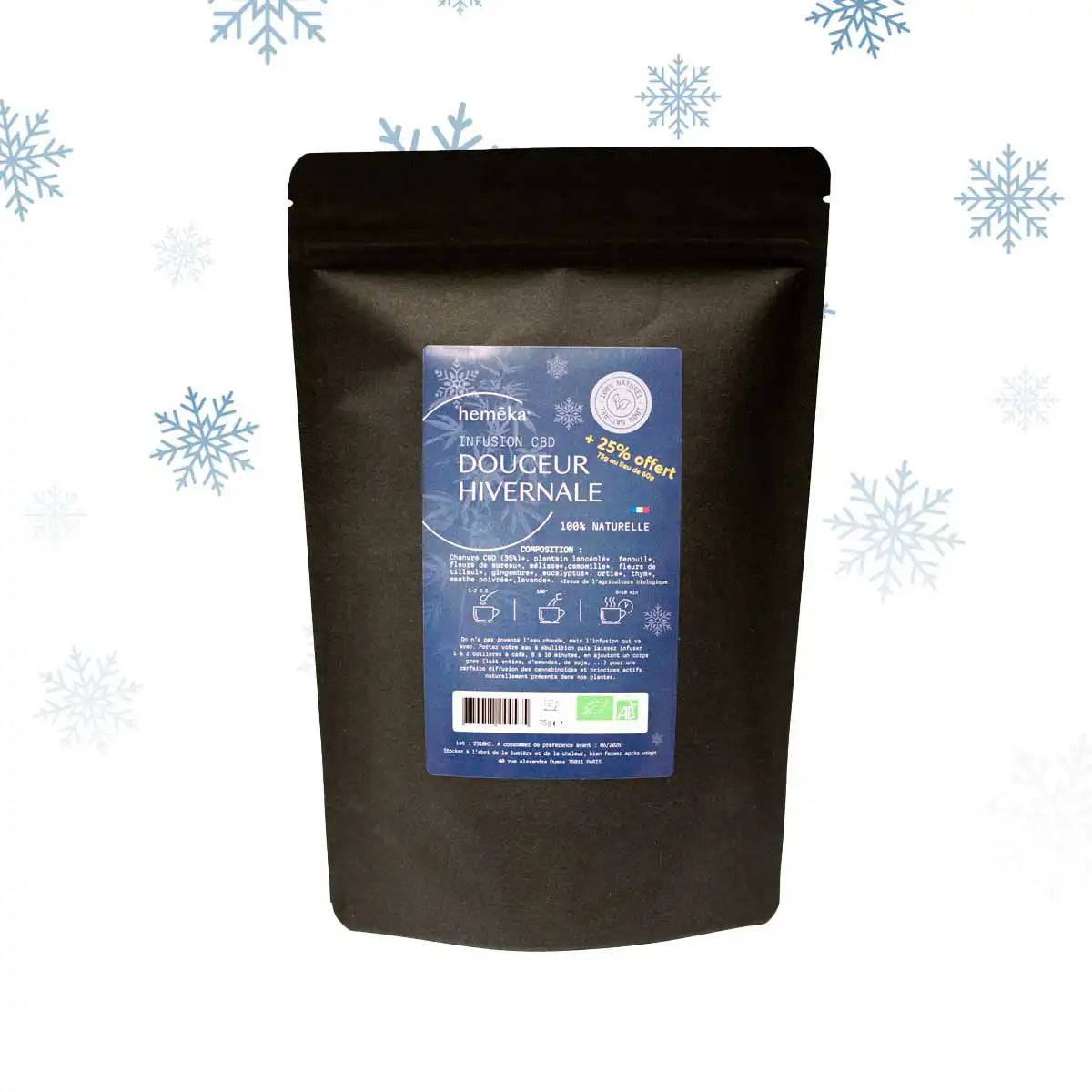 Hemēka Tisane et Infusion CBD Douceur Hivernale tisane maxi format
