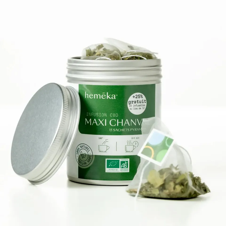 Hemēka Maxi Chanvre 70% infusion CBD menthe sachets