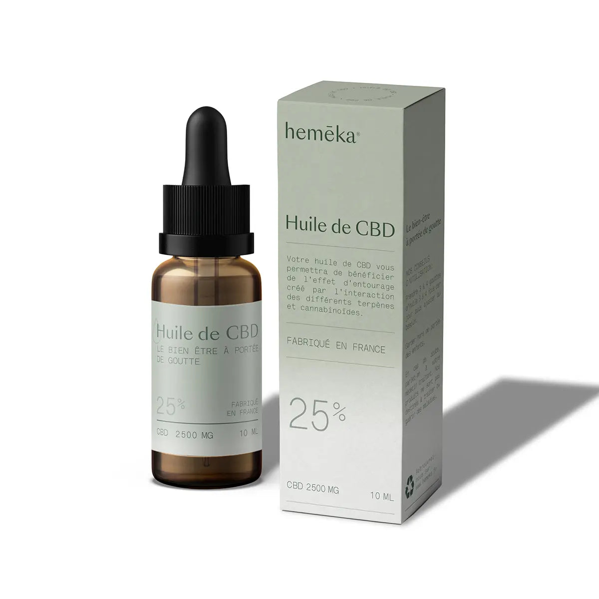 Hemēka Huile CBD 25% sans THC 10 ml broad spectrum