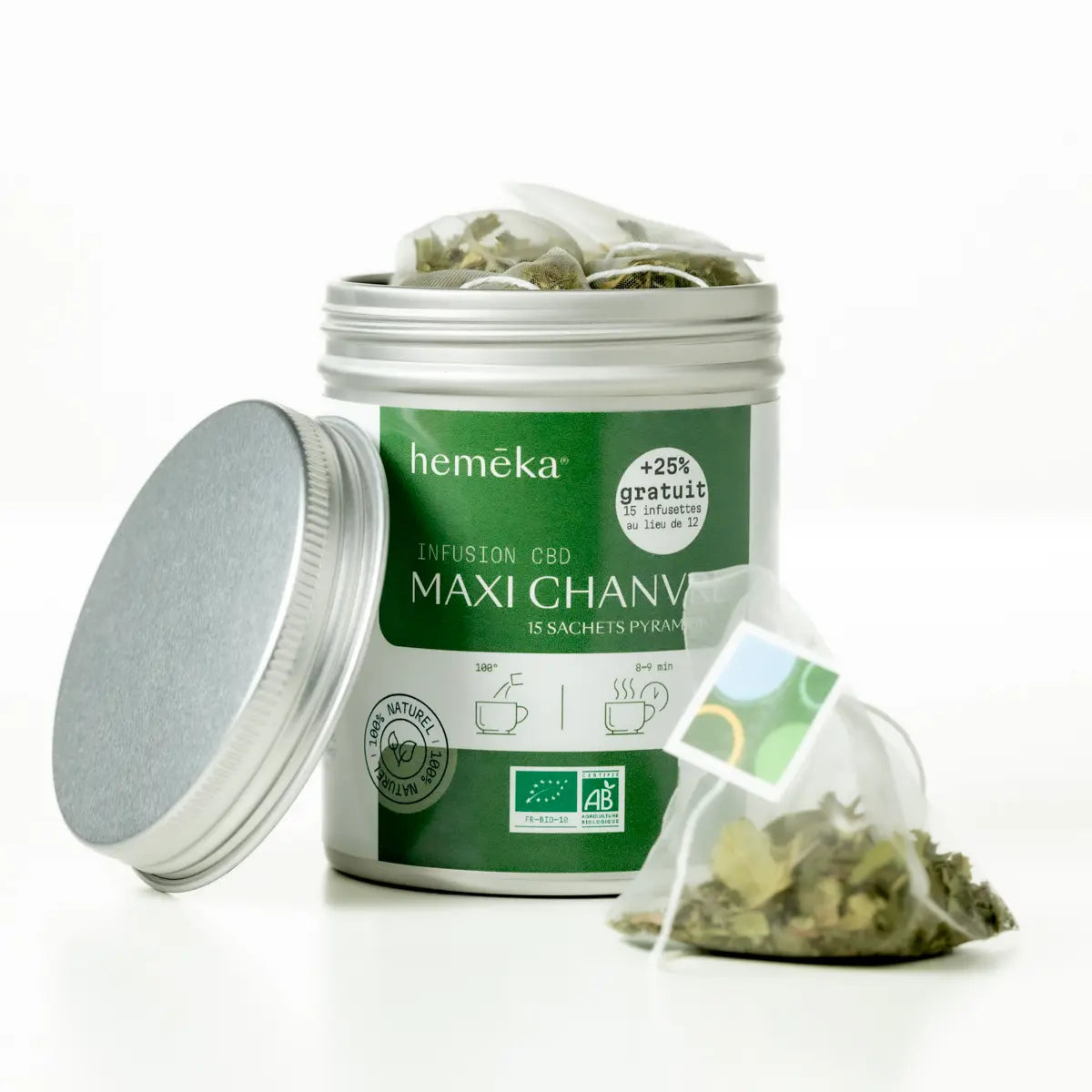 Hemēka Maxi Chanvre 70% infusion CBD menthe sachets