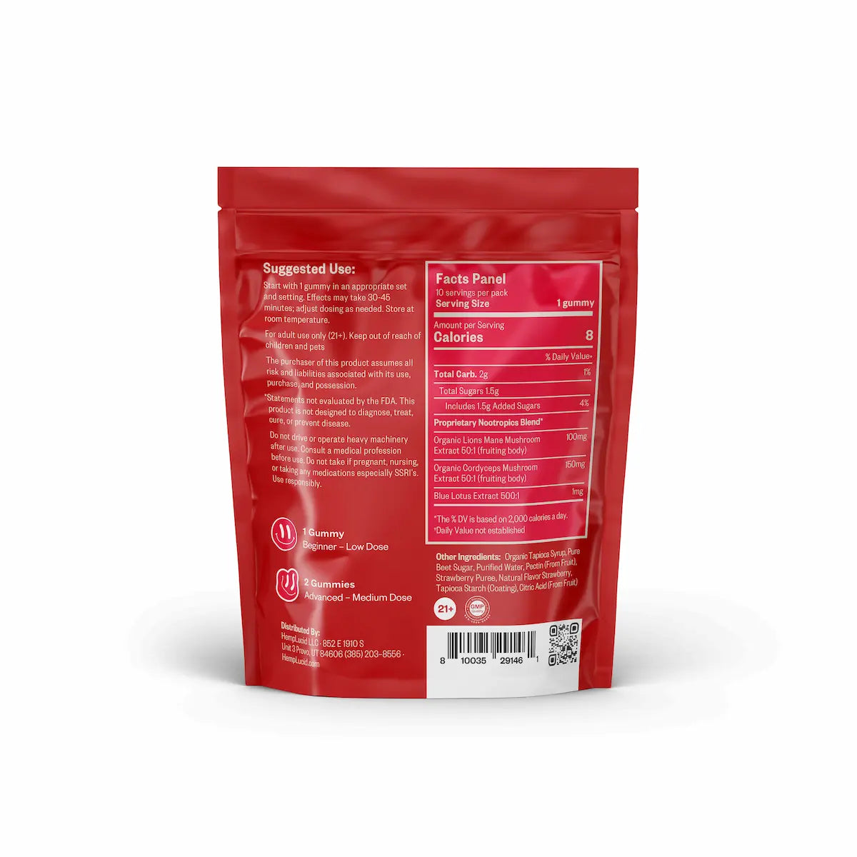 Hemplucid Microdosed Gummies Nootropique Fraise 10 pcs