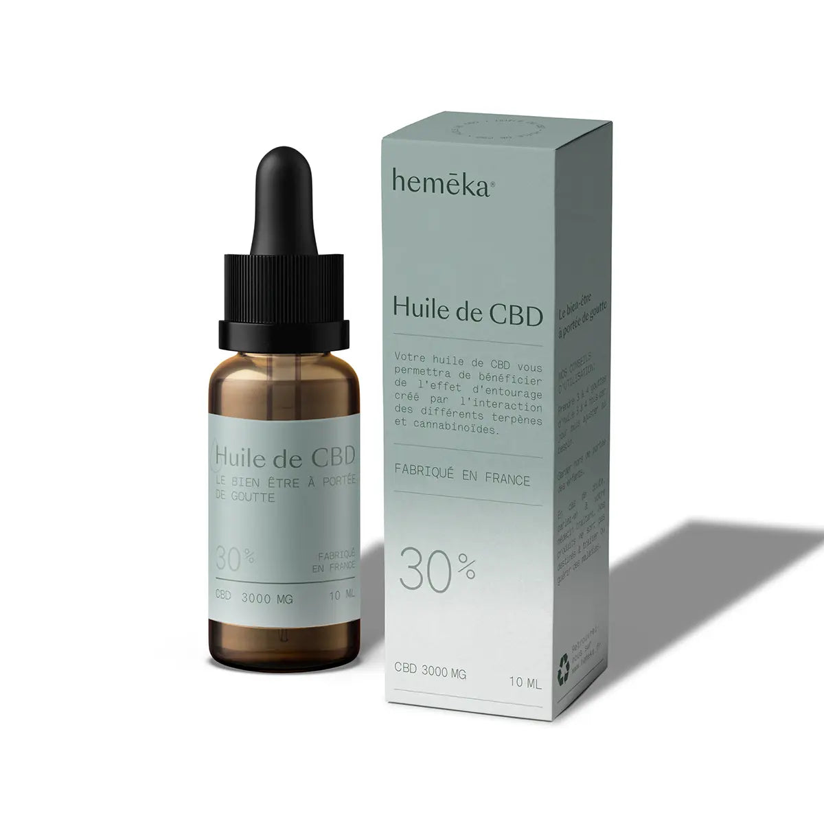 Hemēka Huile CBD 30% sans THC flacon 3000 mg forte